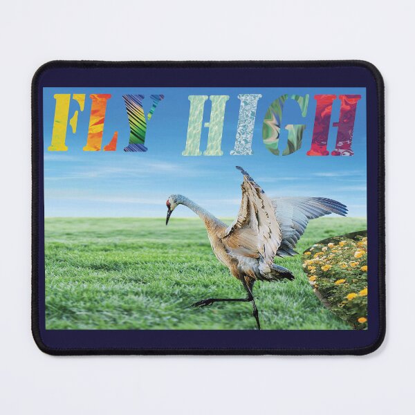 Item preview, Motivational-Vibrant text-Fly High-Crane-Green grass-Blue sky designed and sold by PVTCreations.