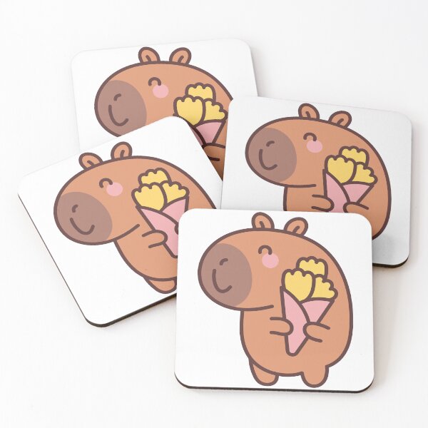Item preview, Capybara with Bouquet: Kawaii Capybara with Bouquet of Flowers Design for a Touch of Cuteness designed and sold by Polarisofficial.