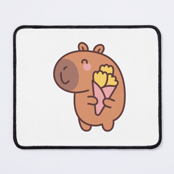 Item preview, Capybara with Bouquet: Kawaii Capybara with Bouquet of Flowers Design for a Touch of Cuteness designed and sold by Polarisofficial.