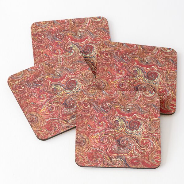 Item preview, Maroon blue yellow 19 c. French curl marble pattern designed and sold by 2ndBloom.
