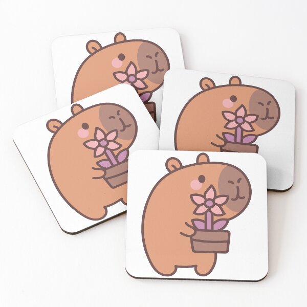 Item preview, Capybara Garden: Kawaii Capybara Design with Pot and Flower for a Touch of Nature designed and sold by Polarisofficial.