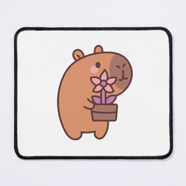 Item preview, Capybara Garden: Kawaii Capybara Design with Pot and Flower for a Touch of Nature designed and sold by Polarisofficial.