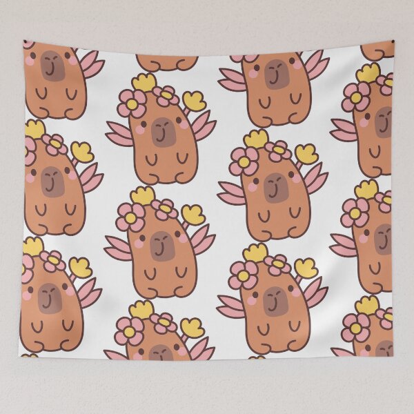 Item preview, Capybara with Flowery Wings: Kawaii Capybara Design with Wings and a Flower Crown for a Magical Touch designed and sold by Polarisofficial.