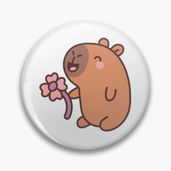 Item preview, Happy Capybara with Flower: Kawaii Design of a Smiling Capybara with a Flower for a Touch of Joy designed and sold by Polarisofficial.