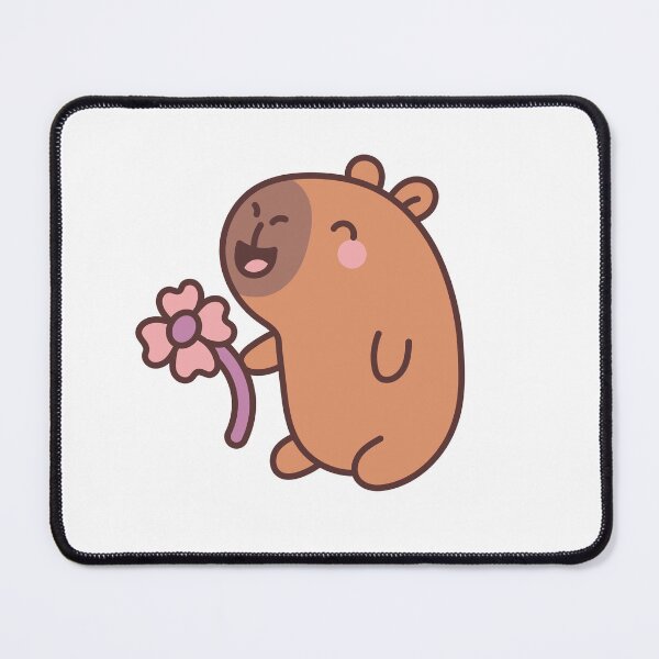 Item preview, Happy Capybara with Flower: Kawaii Design of a Smiling Capybara with a Flower for a Touch of Joy designed and sold by Polarisofficial.