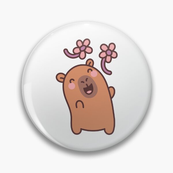 Item preview, Floral Laughing Capybara: Kawaii Laughing Capybara Design with Floating Flowers for a Touch of Joy designed and sold by Polarisofficial.