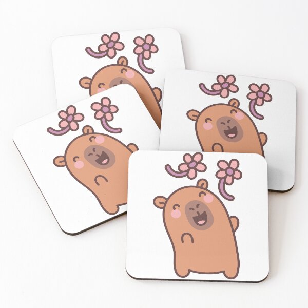Item preview, Floral Laughing Capybara: Kawaii Laughing Capybara Design with Floating Flowers for a Touch of Joy designed and sold by Polarisofficial.
