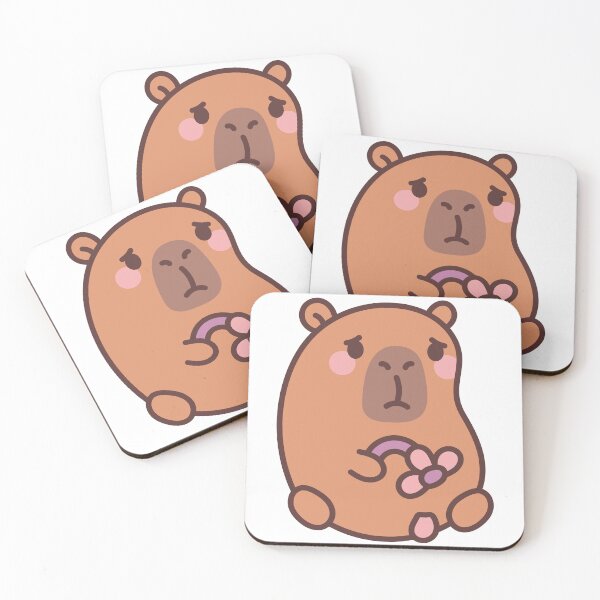 Item preview, Sad Capybara with Flower: Kawaii Design of a Melancholic Capybara with a Flower for a Touch of Cuteness designed and sold by Polarisofficial.