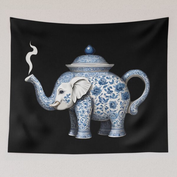 Item preview, Royal Delft Blue Elephant Teapot - Majestic and Ornate Ceramic designed and sold by UniversalFlair.