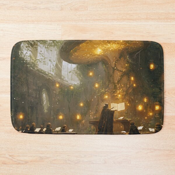 Item preview, Mystic Mushroom Library: Spellbooks, Fairies, and Glowing Lanterns designed and sold by SporeandCanvas.