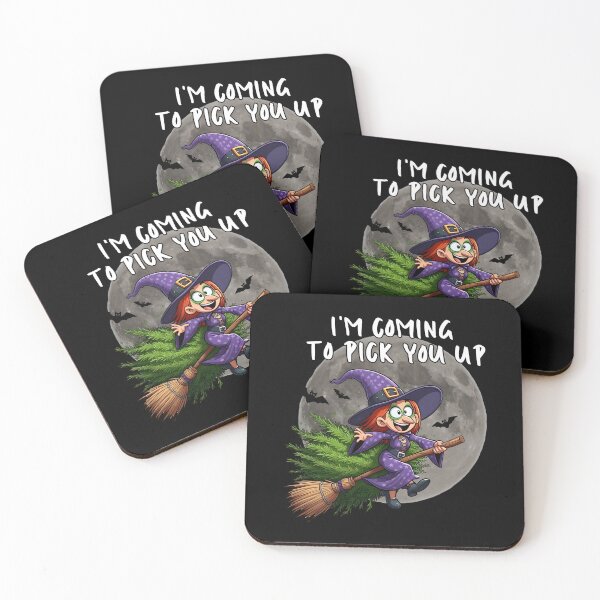 Item preview, Funny Cartoon Witch Flying on Broomstick - Halloween Humor Art I'm coming to pick you up designed and sold by Psycho-Crazy.