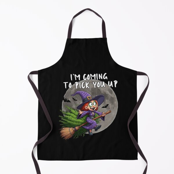 Item preview, Funny Cartoon Witch Flying on Broomstick - Halloween Humor Art I'm coming to pick you up designed and sold by Psycho-Crazy.