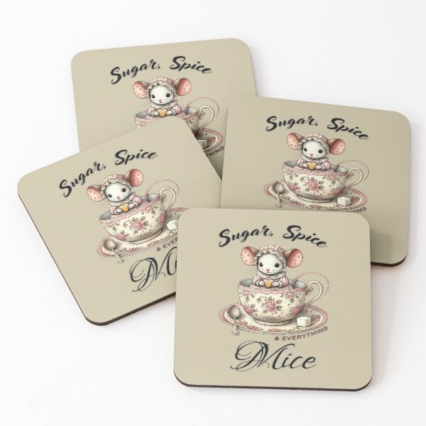 Item preview, "Sugar, Spice & Everything Mice - Adorable Vintage Teacup Art Print" designed and sold by karinasalwaszka.