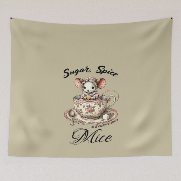 Item preview, "Sugar, Spice & Everything Mice - Adorable Vintage Teacup Art Print" designed and sold by karinasalwaszka.
