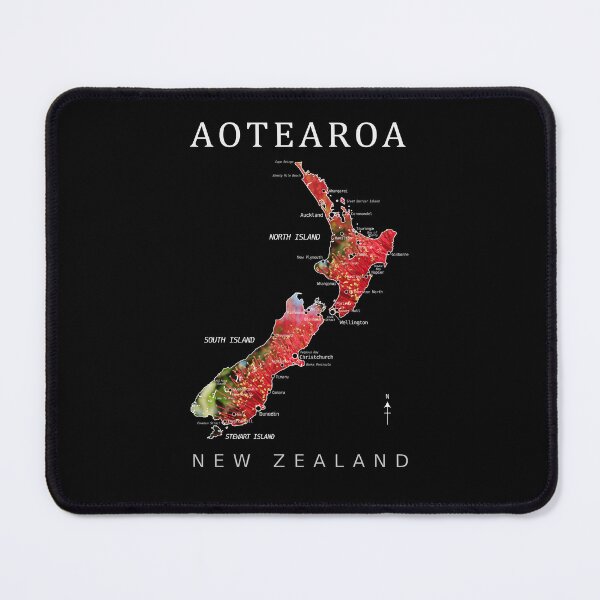 Item preview, AOTEAROA MAP DETAILED POHUTAKAWA designed and sold by Madjack Tees Kiwi SuperStore.