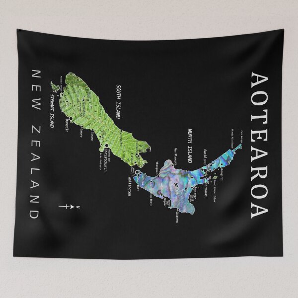 Item preview, AOTEAROA MAP DETAILED FERN PAUA designed and sold by Madjack Tees Kiwi SuperStore.