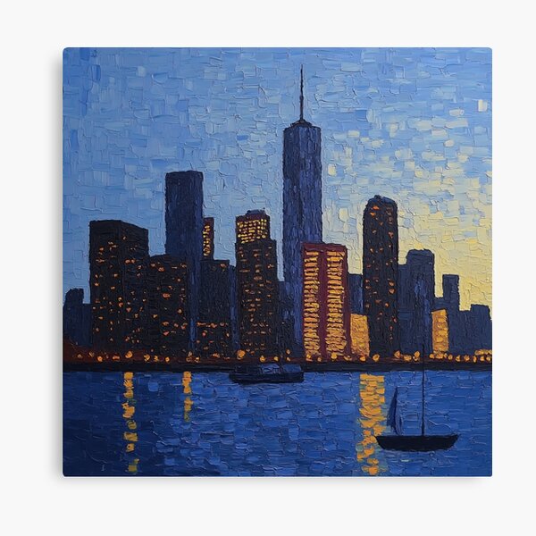 Item preview, City skyline | Post-impressionist painting style designed and sold by ComicsFactory.