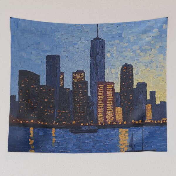 Item preview, City skyline | Post-impressionist painting style designed and sold by ComicsFactory.