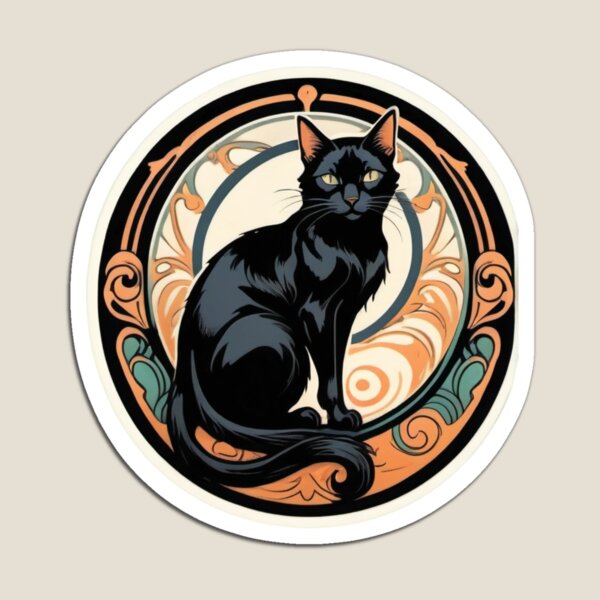 Aperçu de l'œuvre Chat noir au design vintage créée et vendue par Lunary Hope.