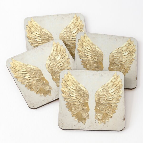 Item preview, angel wings in gold foil on antique paper designed and sold by dcrc.