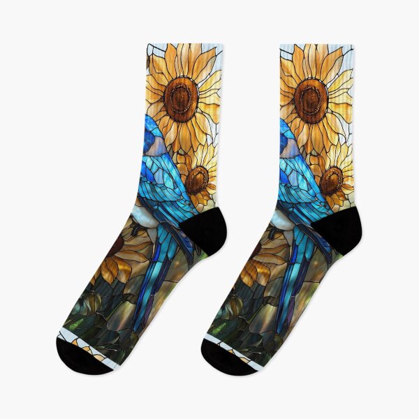 Item preview, Stained Glass Bluebird with sunflowers designed and sold by DesignStudio135.