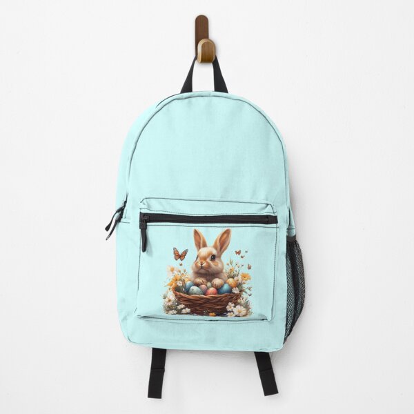 Item preview, Cute Bunny in a basket with Easter eggs surrounded by butterfly Blue designed and sold by Sototos® ⭐⭐⭐⭐⭐.