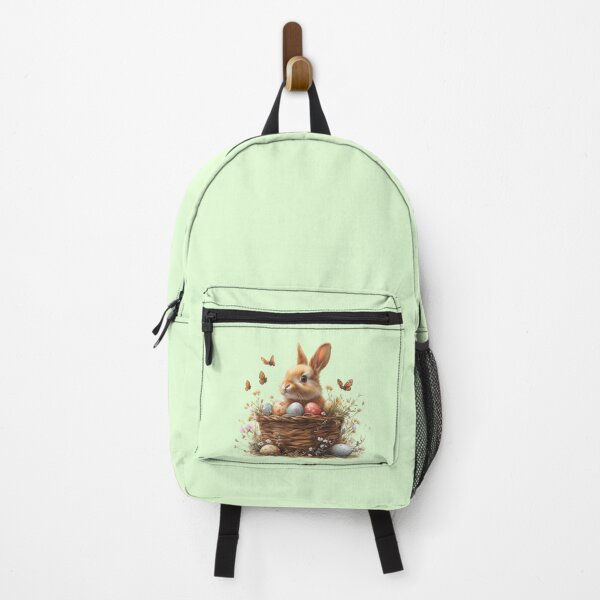 Item preview, Cute Bunny in a basket with Easter eggs surrounded by butterfly Green designed and sold by Sototos® ⭐⭐⭐⭐⭐.