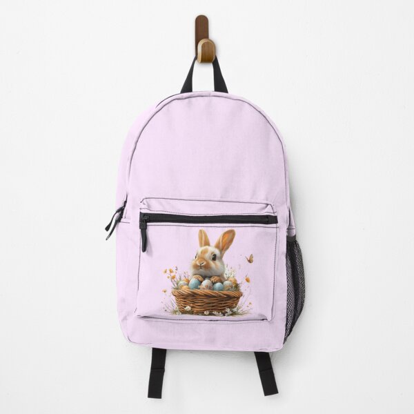 Item preview, Cute Bunny in a basket with Easter eggs surrounded by butterfly Purple designed and sold by Sototos® ⭐⭐⭐⭐⭐.