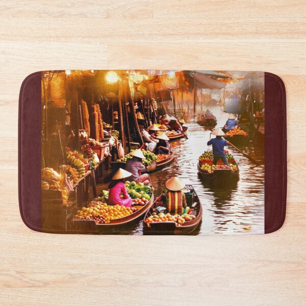 Item preview, Golden Glow of a Thailand Floating Market  designed and sold by Sanctum Icons.