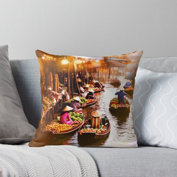 Item preview, Golden Glow of a Thailand Floating Market  designed and sold by Sanctum Icons.