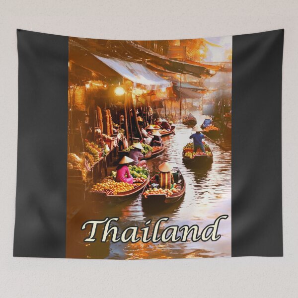 Item preview, Golden Glow of a Thailand Floating Market  designed and sold by Sanctum Icons.