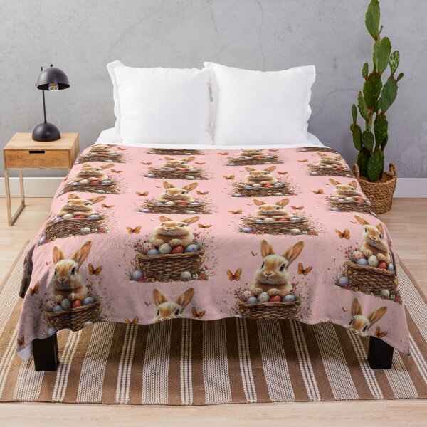 Item preview, Cute Bunny in a basket with Easter eggs surrounded by butterfly Red designed and sold by Sototos® ⭐⭐⭐⭐⭐.