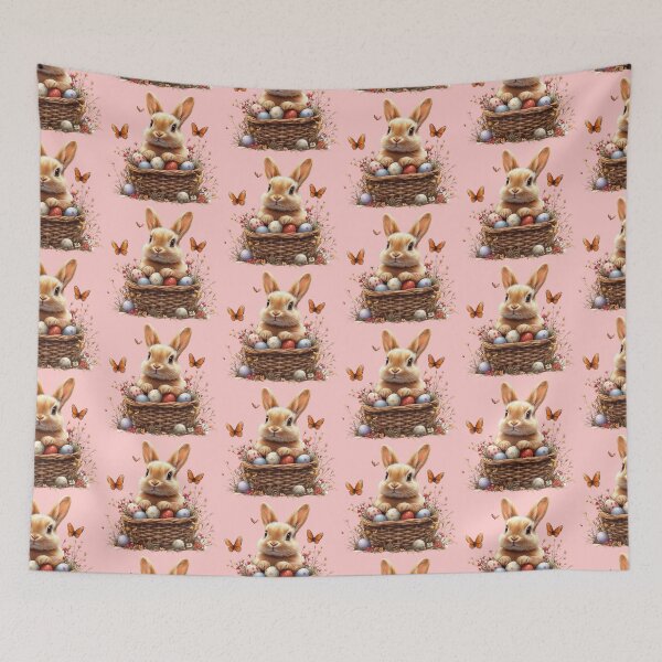 Item preview, Cute Bunny in a basket with Easter eggs surrounded by butterfly Red designed and sold by Sototos® ⭐⭐⭐⭐⭐.
