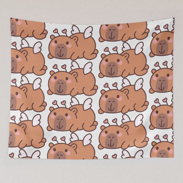 Item preview, Winged Love Capybara: Kawaii Capybara Design with Heart Wings and Antennae for a Touch of Flying Love designed and sold by Polarisofficial.