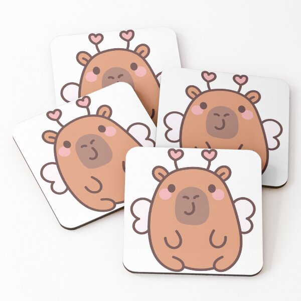 Item preview, Capybara Cupid: Kawaii Capybara Design with Heart Wings and Antennae for a Touch of Flying Love designed and sold by Polarisofficial.