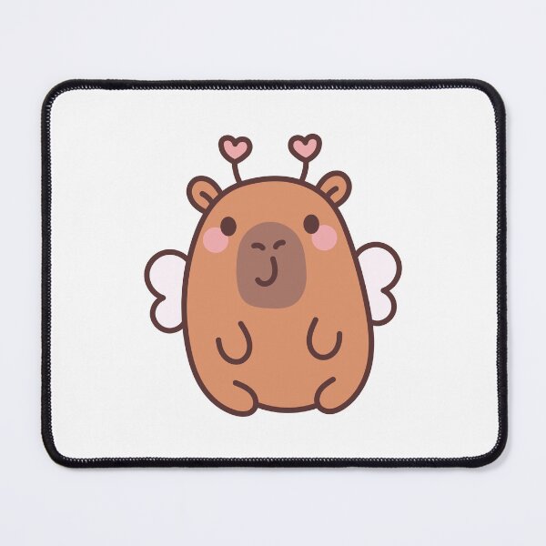 Item preview, Capybara Cupid: Kawaii Capybara Design with Heart Wings and Antennae for a Touch of Flying Love designed and sold by Polarisofficial.