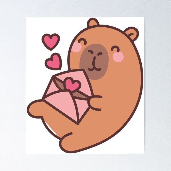 Item preview, Capybara Messenger of Love: Kawaii Capybara Design with Love Letter for a Romantic Touch designed and sold by Polarisofficial.