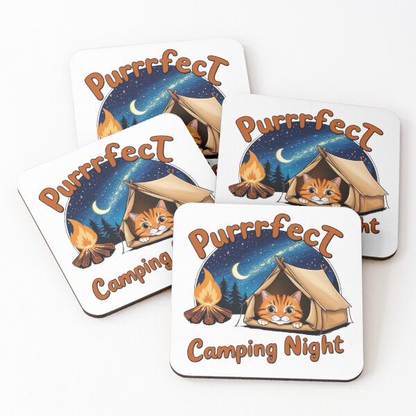 Item preview, Purrfect Camping Night | Cozy Cat & Campfire Adventure Design designed and sold by bannzy.