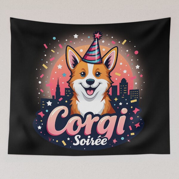 Item preview, Rooftop Party Corgi – Corgi Soirée Urban Festivity designed and sold by zoughlal.