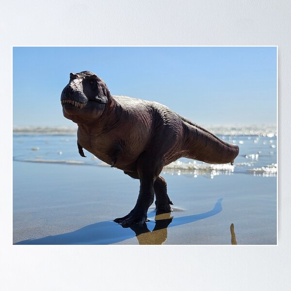 Item preview, Tyrannosaurus rex walking on beach figure photo designed and sold by Lukestoyphotos.