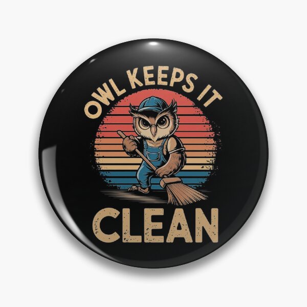 Item preview, Funny Owl Janitor - Owl Keeps It Clean Retro Design designed and sold by love3617.