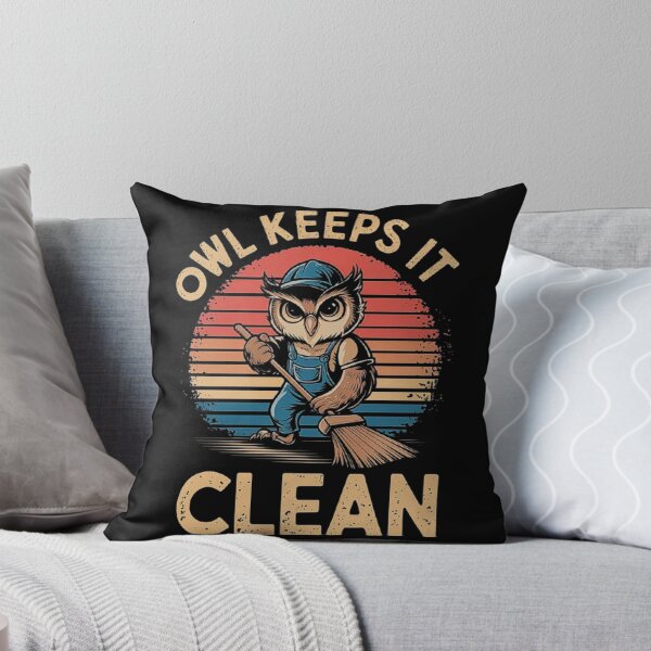 Item preview, Funny Owl Janitor - Owl Keeps It Clean Retro Design designed and sold by love3617.
