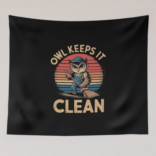 Item preview, Funny Owl Janitor - Owl Keeps It Clean Retro Design designed and sold by love3617.