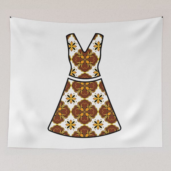 Item preview, Brown and Orange Floral A-Line Dress designed and sold by Bulantanyong.