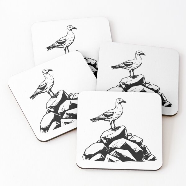 Item preview, Seagull Gull Sea Bird Coastal Shore Herring Ocean Rocks designed and sold by inkoutninja.
