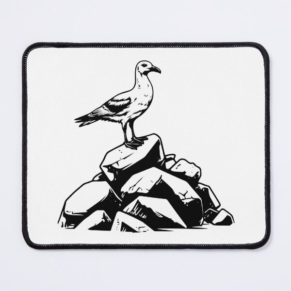 Item preview, Seagull Gull Sea Bird Coastal Shore Herring Ocean Rocks designed and sold by inkoutninja.