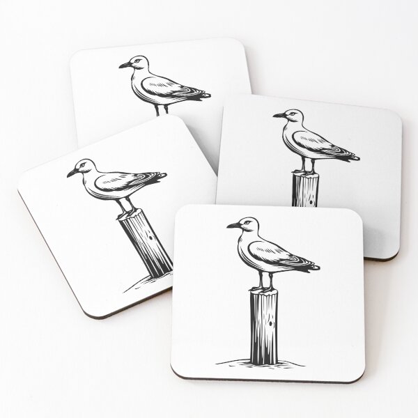 Item preview, Seagull Seabird Coastal Shore Ocean Wooden Post Marine Bird designed and sold by inkoutninja.