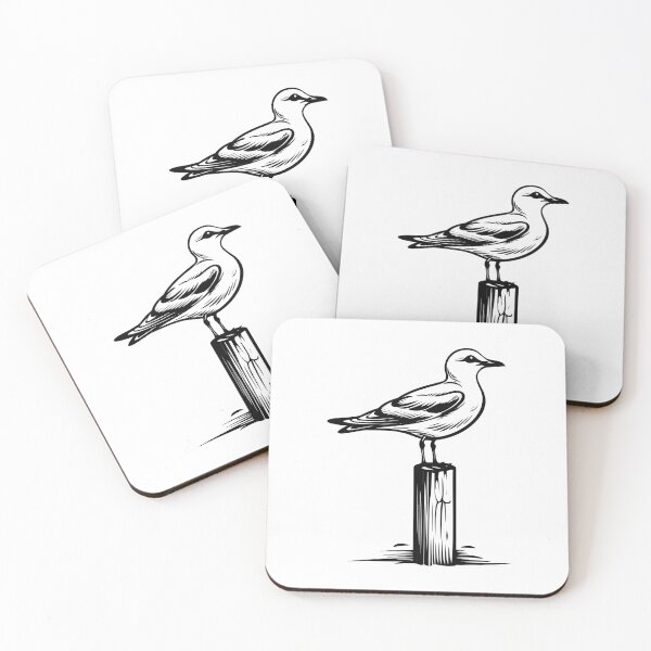 Item preview, Seagull Seabird Coastal Shore Ocean Wooden Post Marine Bird designed and sold by inkoutninja.