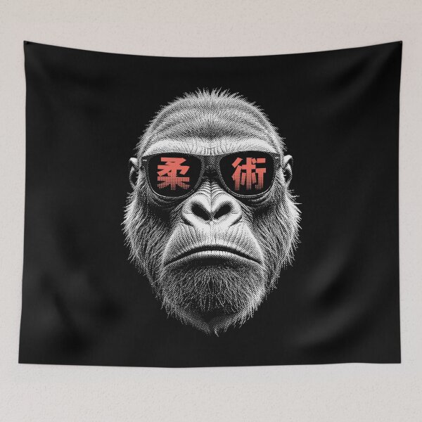 Item preview, Gorilla Jiu Jitsu Ju Jutsu MMA BJJ Grappling Face Kanji Ape designed and sold by GrandeDuc.