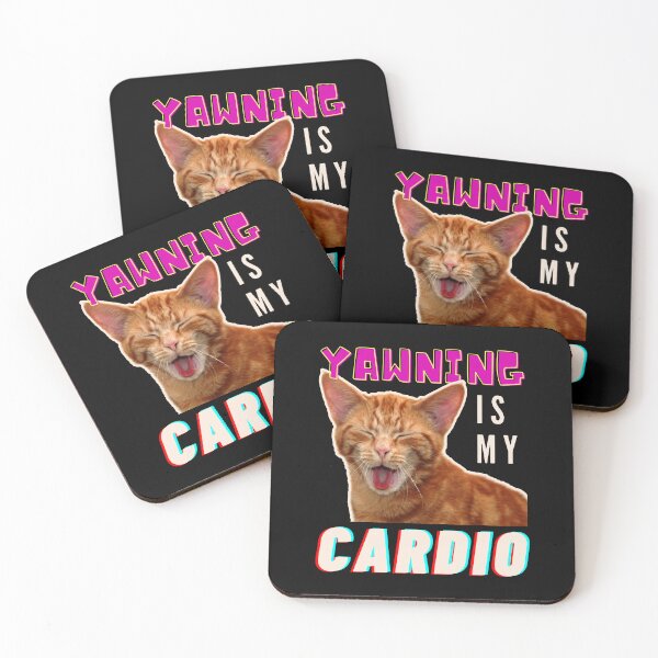 Item preview, Yawning Blissful Cat On Black Background designed and sold by SplashTastic.